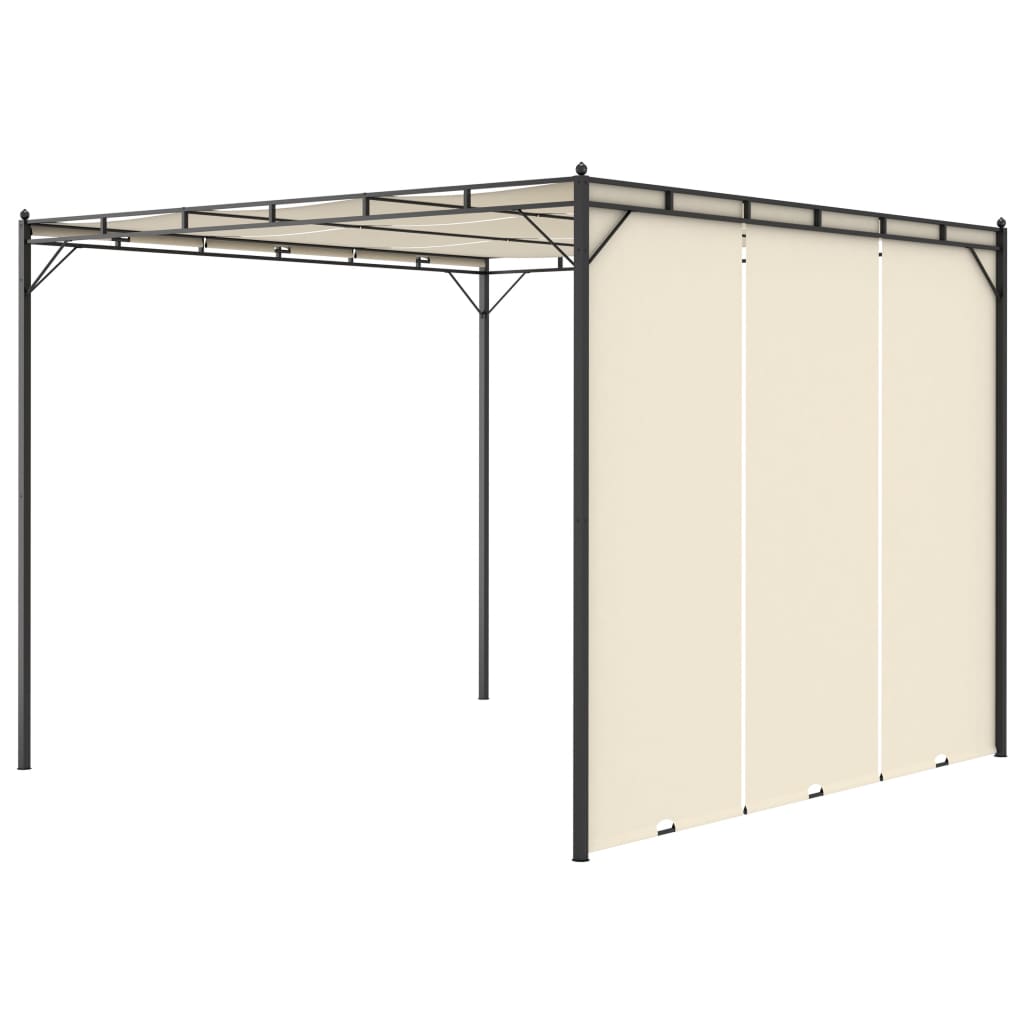 Gazebo da Giardino con Tenda Laterale 3x3x2,25m Crema 47993