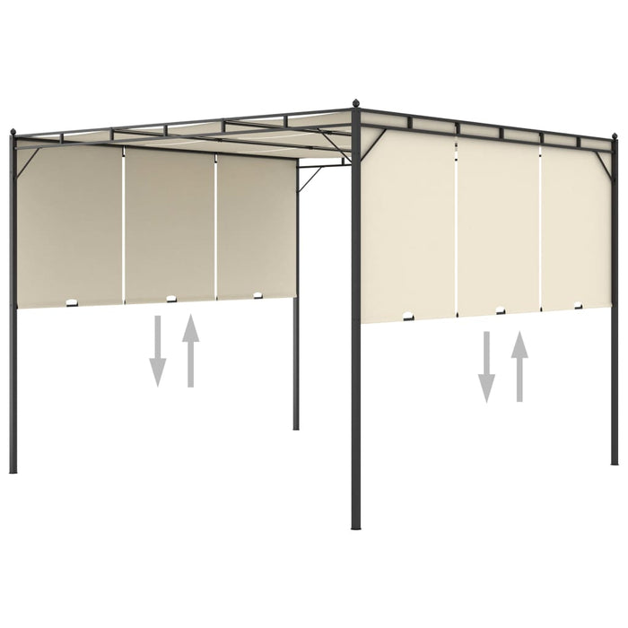 Gazebo da Giardino con Tenda Laterale 3x3x2,25m Crema 47993