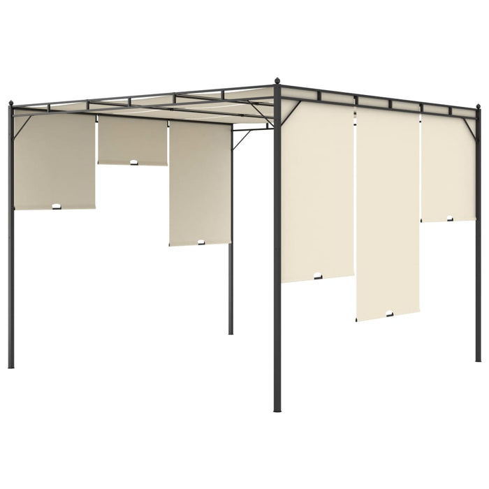 Gazebo da Giardino con Tenda Laterale 3x3x2,25m Crema 47993