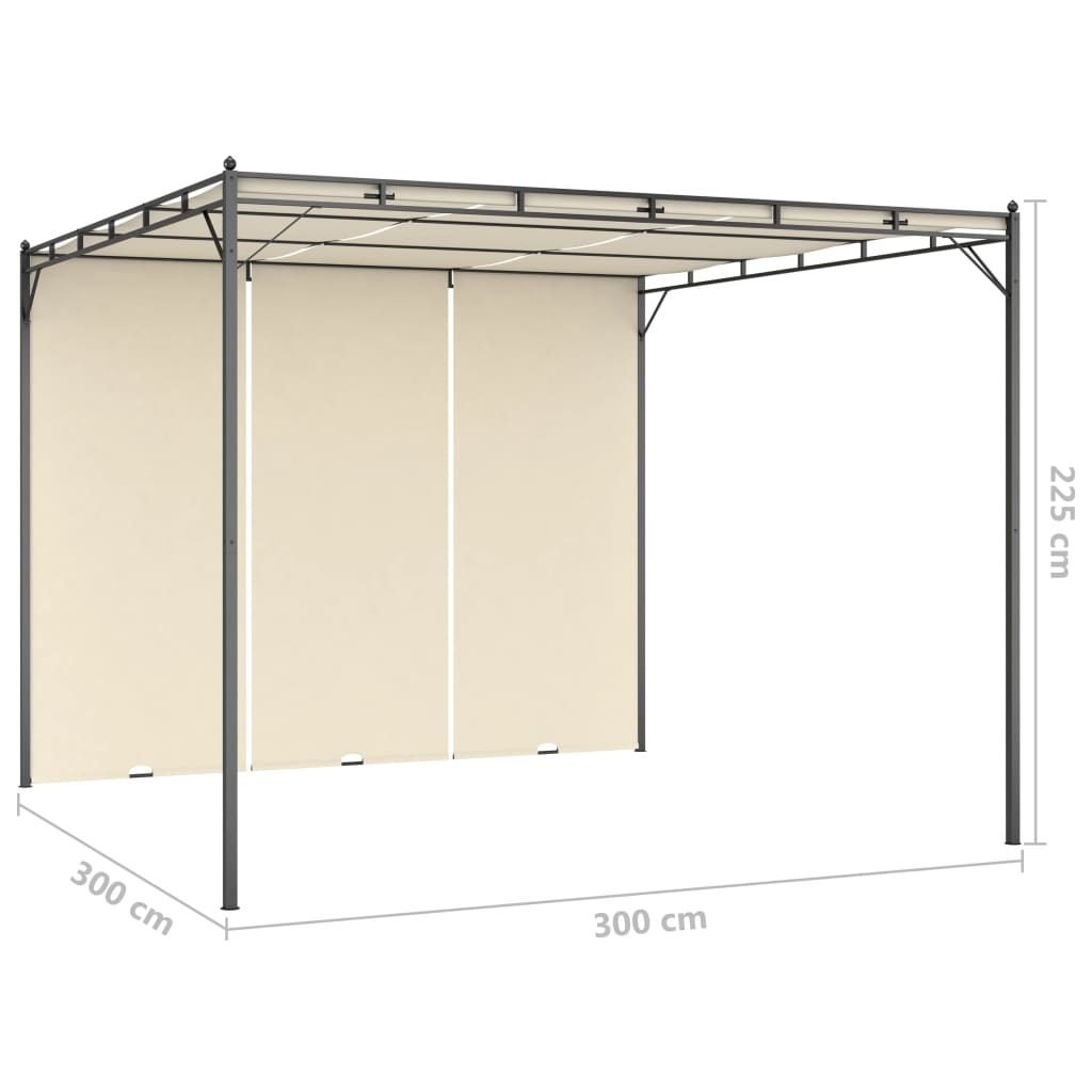 Gazebo da Giardino con Tenda Laterale 3x3x2,25m Crema 47993