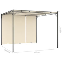 Gazebo da Giardino con Tenda Laterale 3x3x2,25m Crema 47993