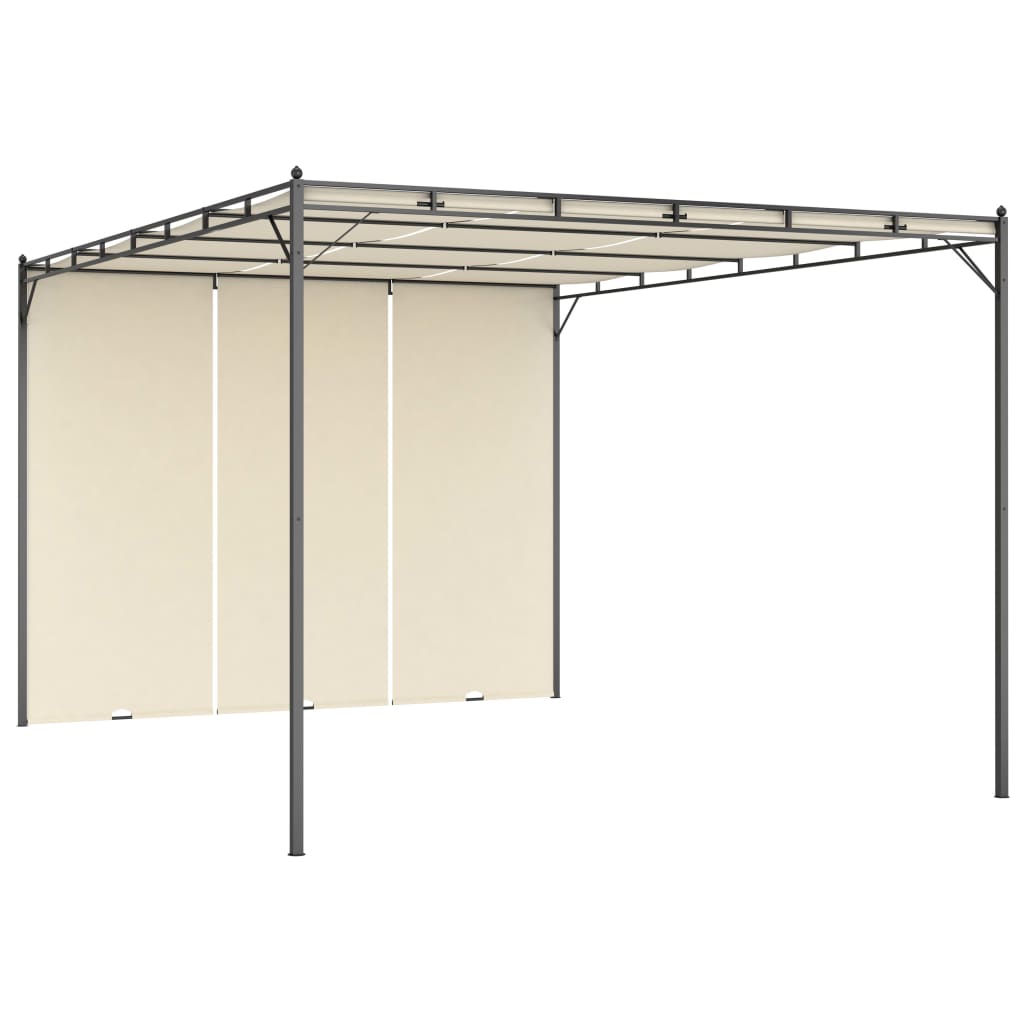 Gazebo da Giardino con Tenda Laterale 4x3x2,25 m Crema cod mxl 66037