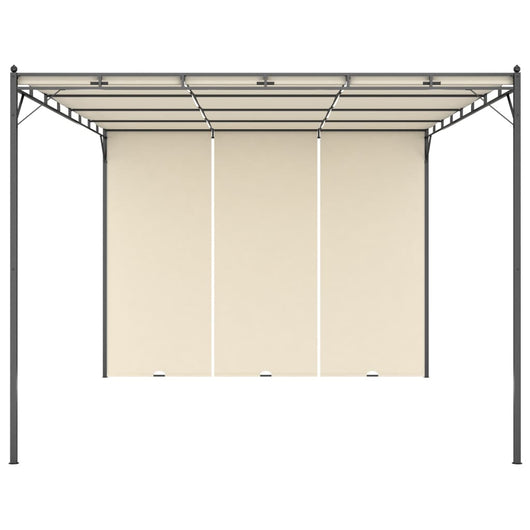 Gazebo da Giardino con Tenda Laterale 4x3x2,25 m Crema 47994