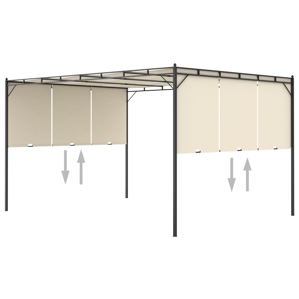 Gazebo da Giardino con Tenda Laterale 4x3x2,25 m Crema cod mxl 66037