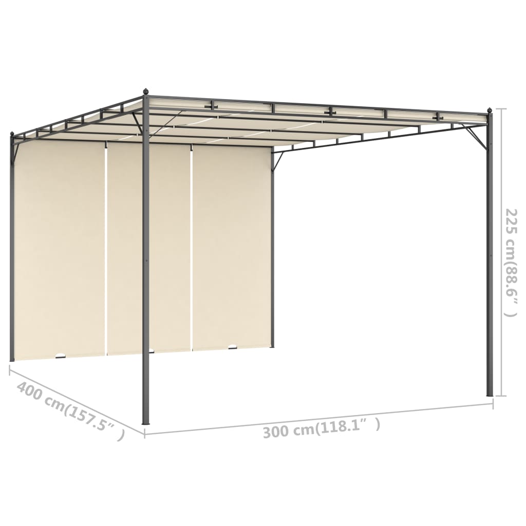 Gazebo da Giardino con Tenda Laterale 4x3x2,25 m Crema cod mxl 66037