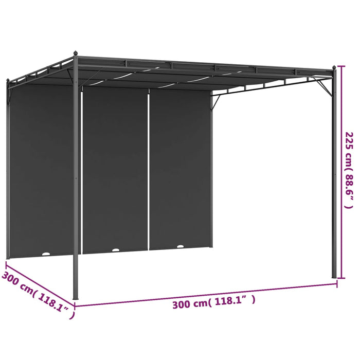 Gazebo da Giardino con Tenda Laterale 3x3x2,25 m Antracite cod mxl 66131