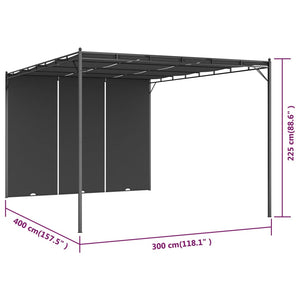 Gazebo da Giardino con Tenda Laterale 4x3x2,25 m Antracite cod mxl 66067