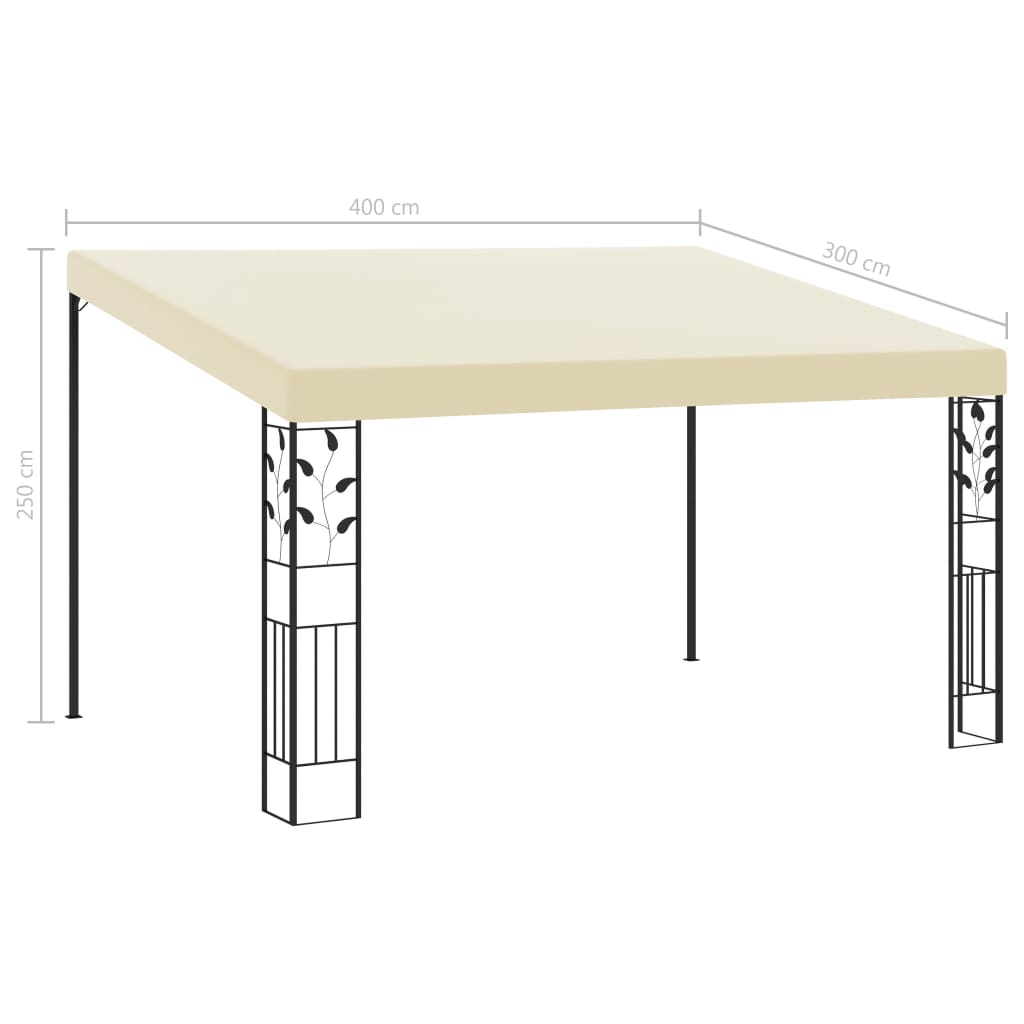 Gazebo a Parete 4x3x2,5 m Crema