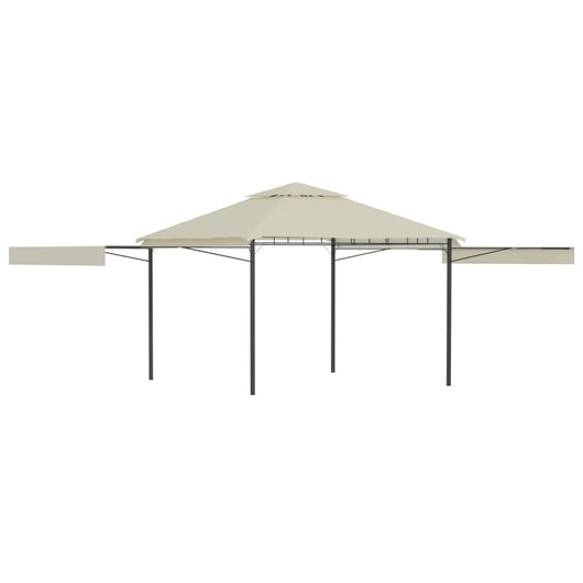 Gazebo con Tetto Doppio Estendibile 3x3x2,75 m Crema 180 g/m² 48003