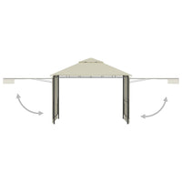 Gazebo con Tetto Doppio Estendibile 3x3x2,75 m Crema 180 g/m² 48003