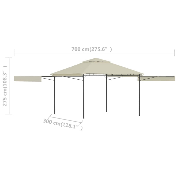 Gazebo con Tetto Doppio Estendibile 3x3x2,75 m Crema 180 g/m² cod mxl 66031