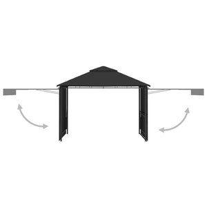  Gazebo Tetto Doppio Estendibile 3x3x2,75 m Antracite 180 g/m² cod mxl 66096