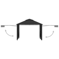 Gazebo Tetto Doppio Estendibile 3x3x2,75 m Antracite 180 g/m² 48004