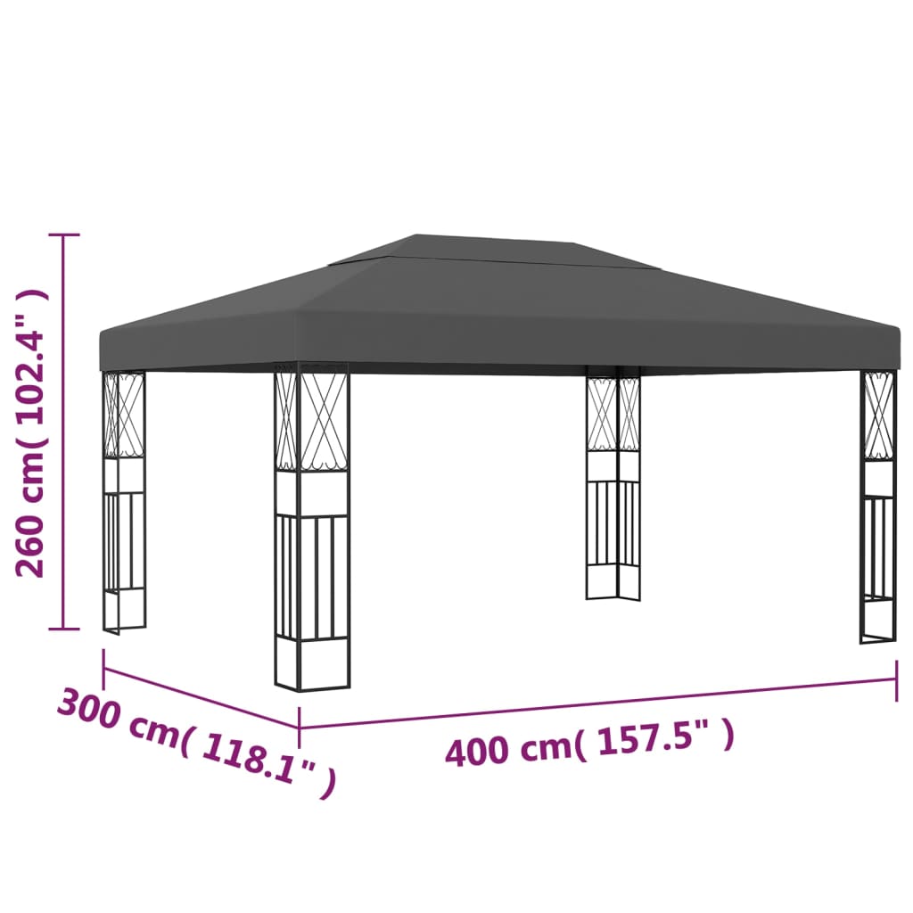 Gazebo 3x4 m Antracite in Tessuto 48008