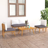 Set Divani da Giardino 4 pz con Cuscini in Massello di Acacia cod mxl 35542