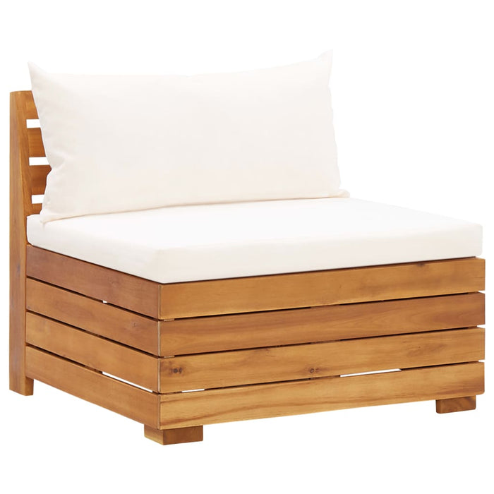 Set Divani Giardino 6 pz con Cuscini Legno Acacia Bianco Crema 46679