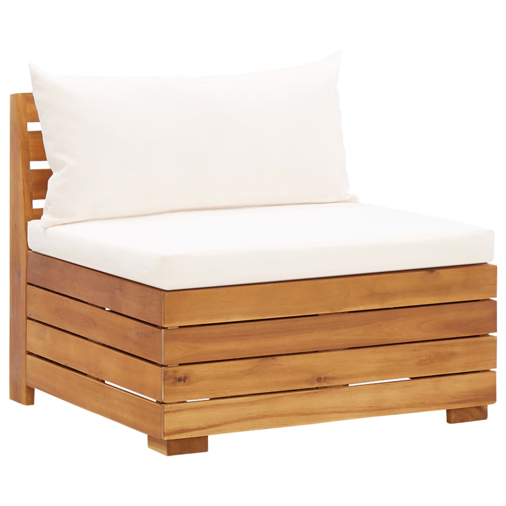 Set Divani Giardino 8 pz con Cuscini Legno Acacia Bianco Crema 46680