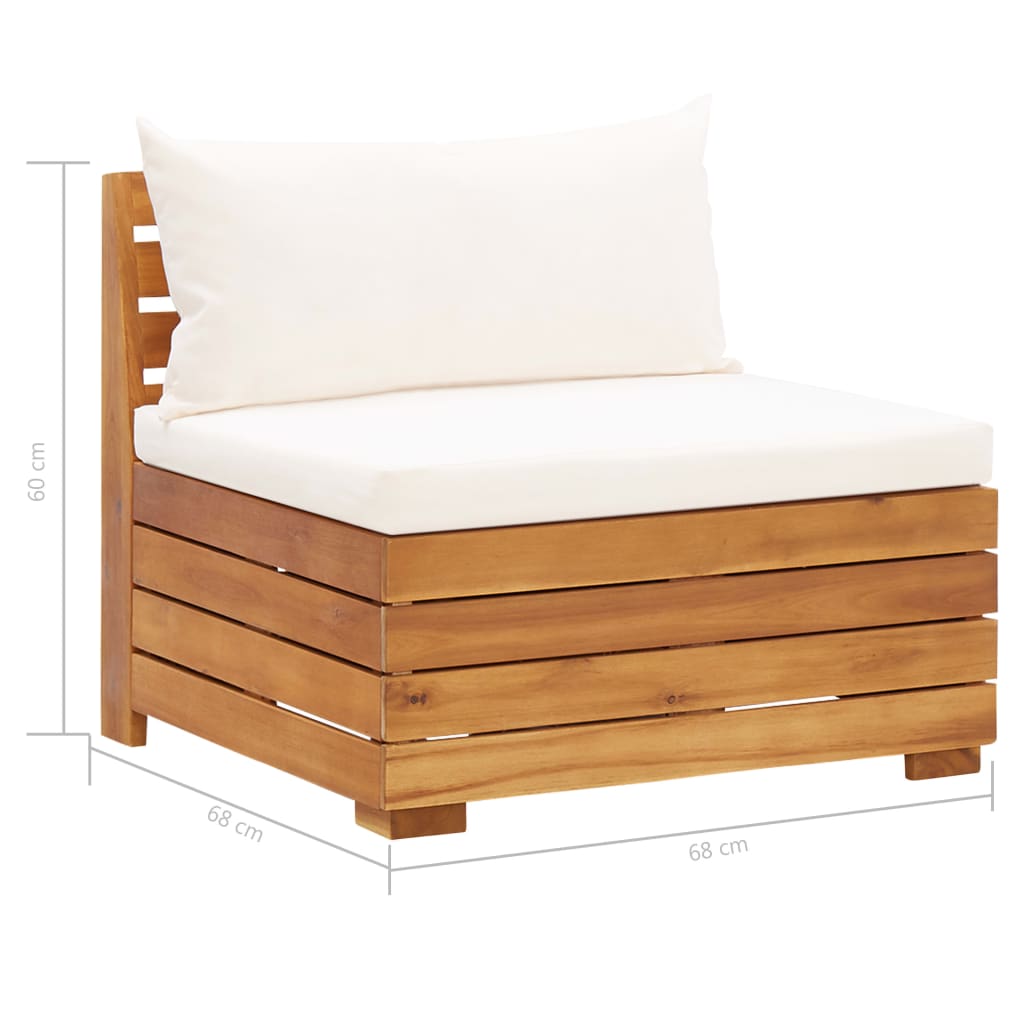 Divano Centrale Modulare 1 pz con Cuscini in Legno Acacia  cod mxl 69904