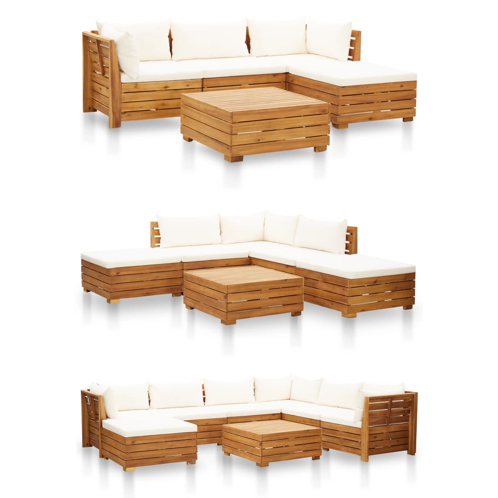 Divano Centrale Modulare 1 pz con Cuscini in Legno Acacia  cod mxl 69904