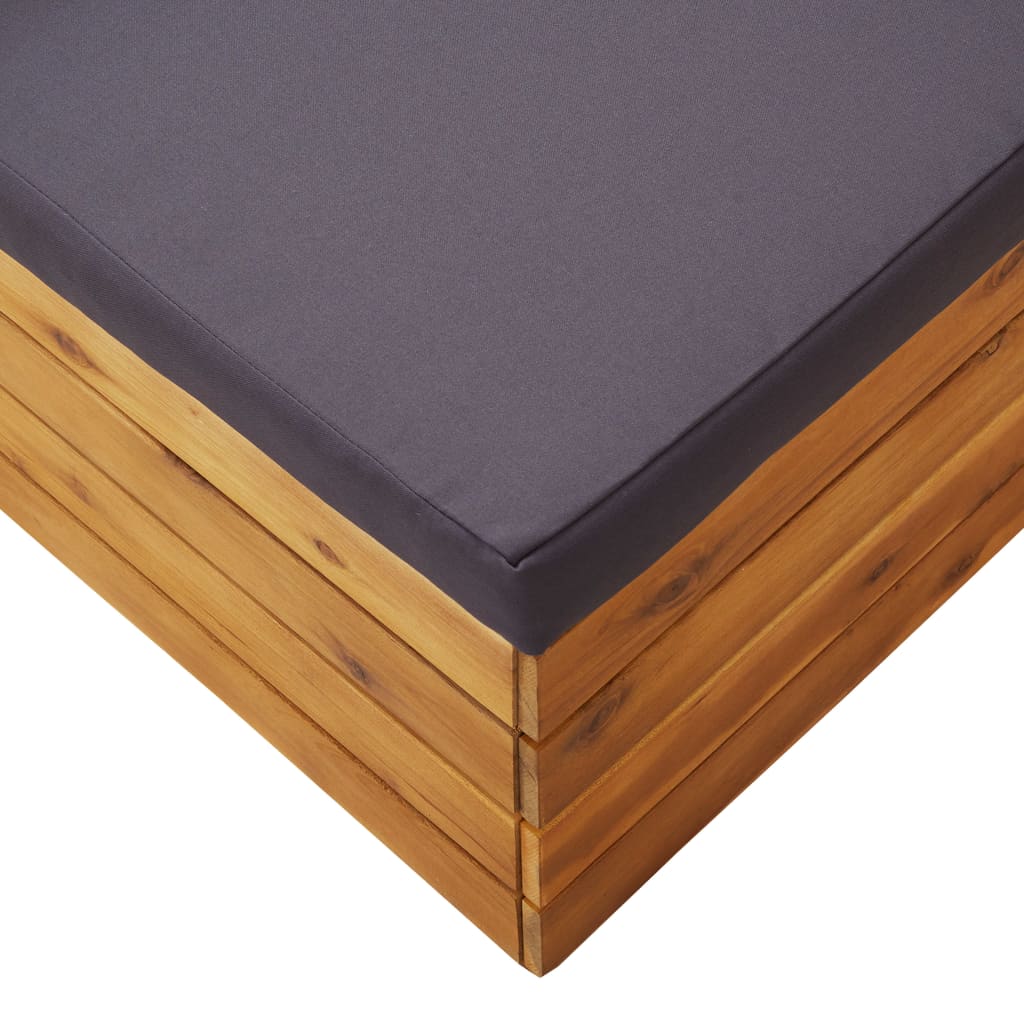 Pouf Modulare 1 pz con Cuscino in Legno Massello di Acacia 46691