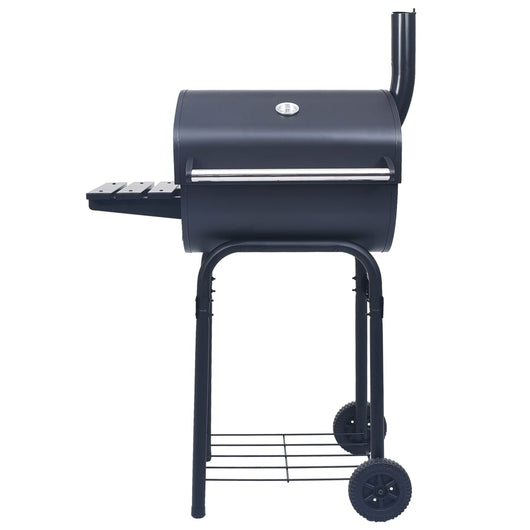 Barbecue a Carbone con Affumicatore e Ripiano Basso Nero 46649