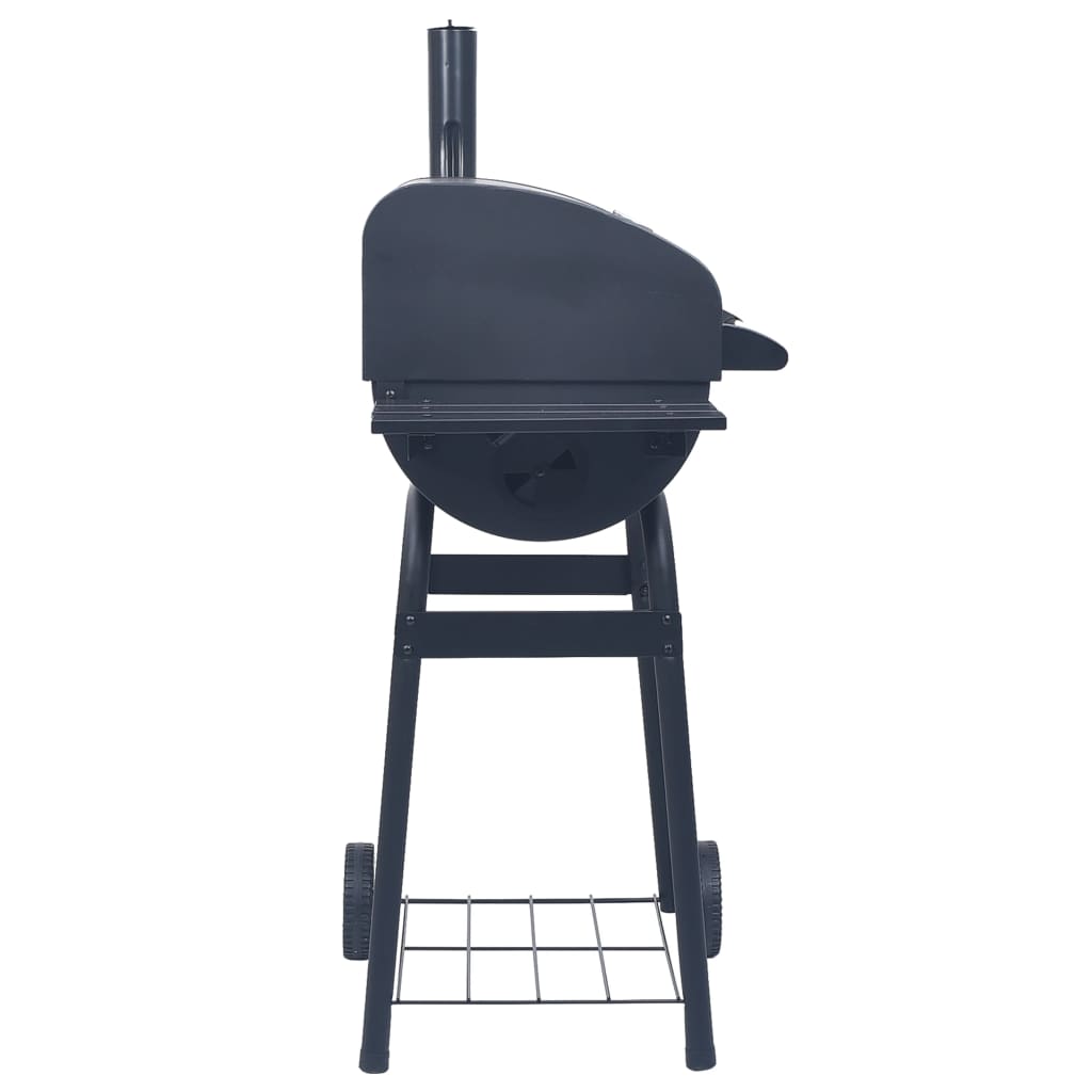 Barbecue a Carbone con Affumicatore e Ripiano Basso Nero 46649