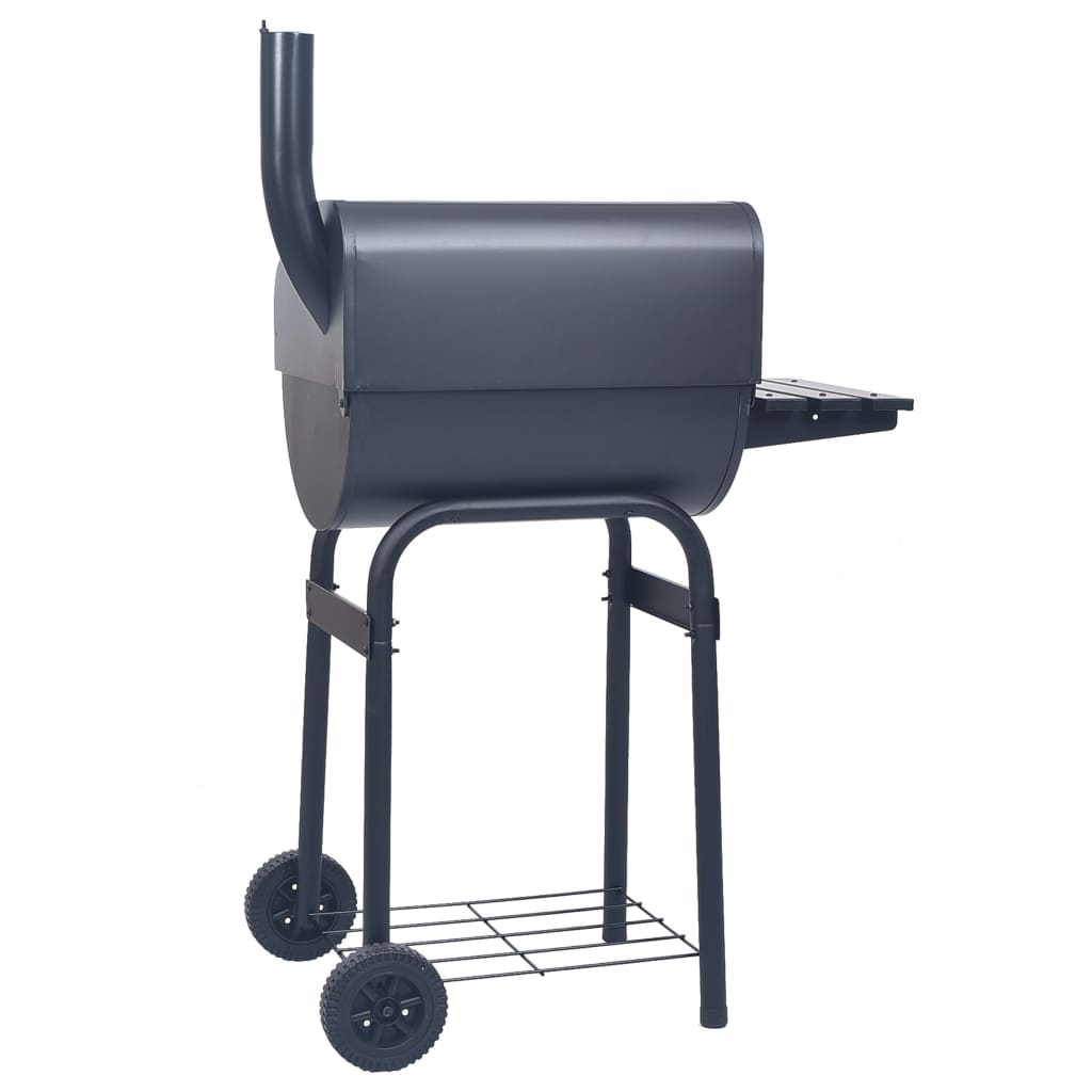 Barbecue a Carbone con Affumicatore e Ripiano Basso Nero 46649