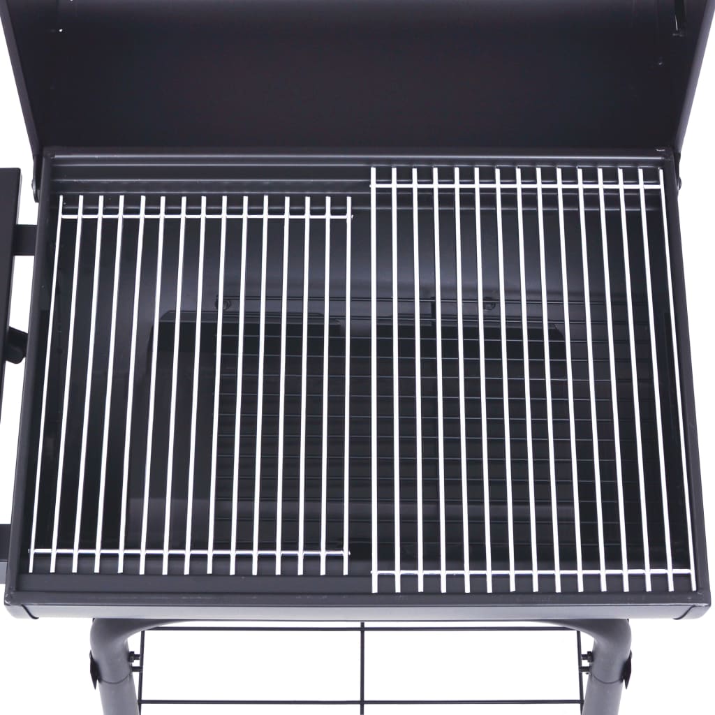 Barbecue a Carbone con Affumicatore e Ripiano Basso Nero 46649