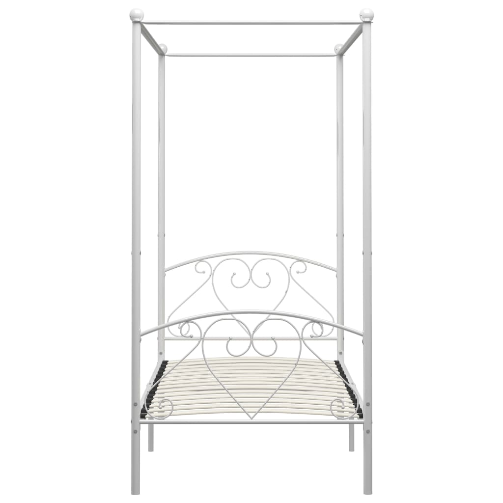 Letto a Baldacchino Bianco in Metallo 90x200 cm  cod mxl 64980