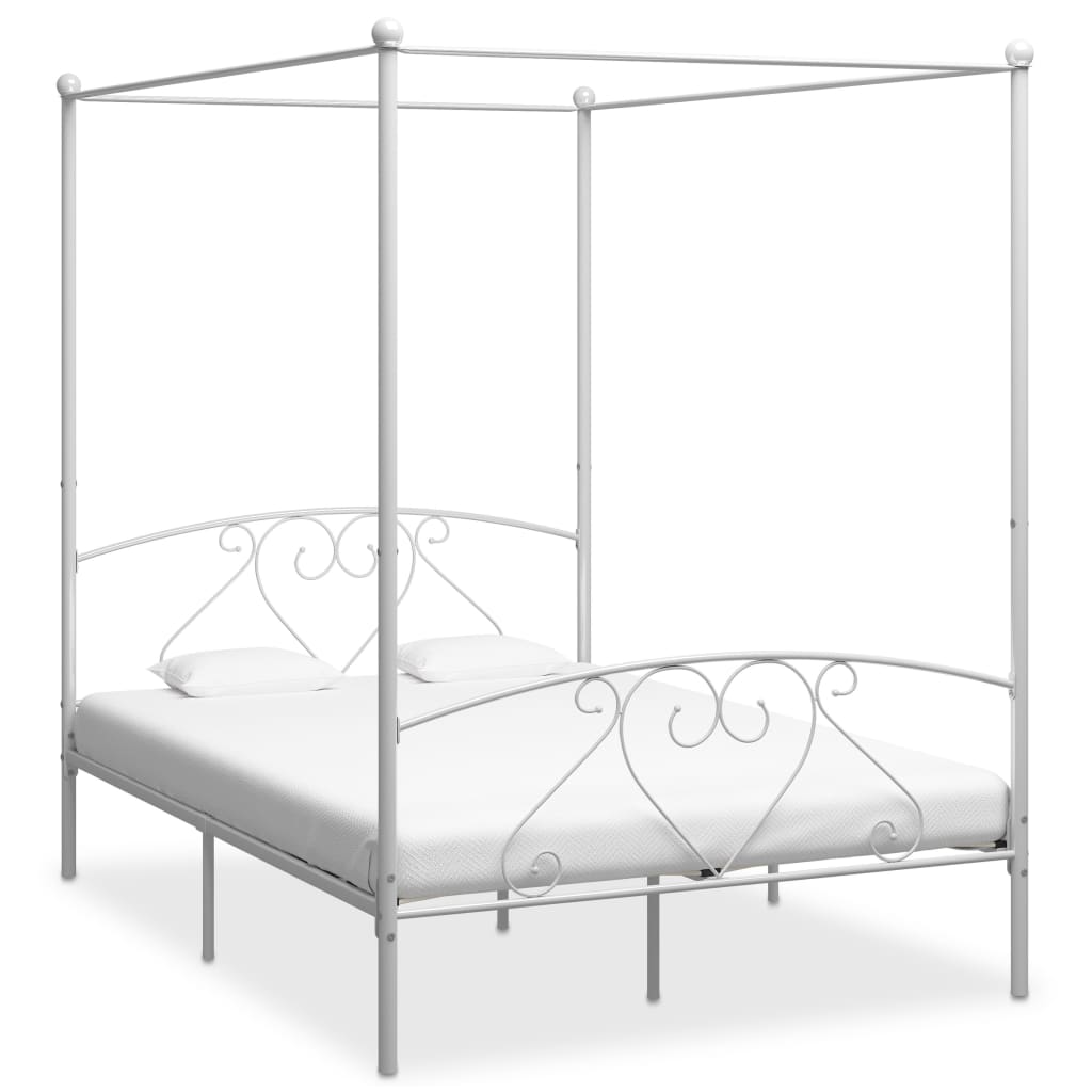 Letto a Baldacchino Bianco in Metallo 140x200 cm  cod mxl 49665