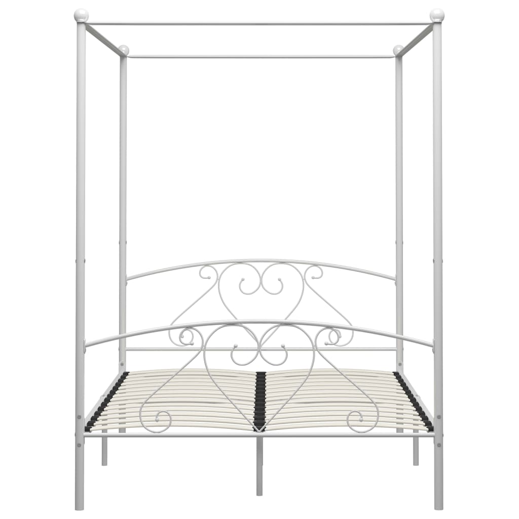 Letto a Baldacchino Bianco in Metallo 140x200 cm  cod mxl 49665