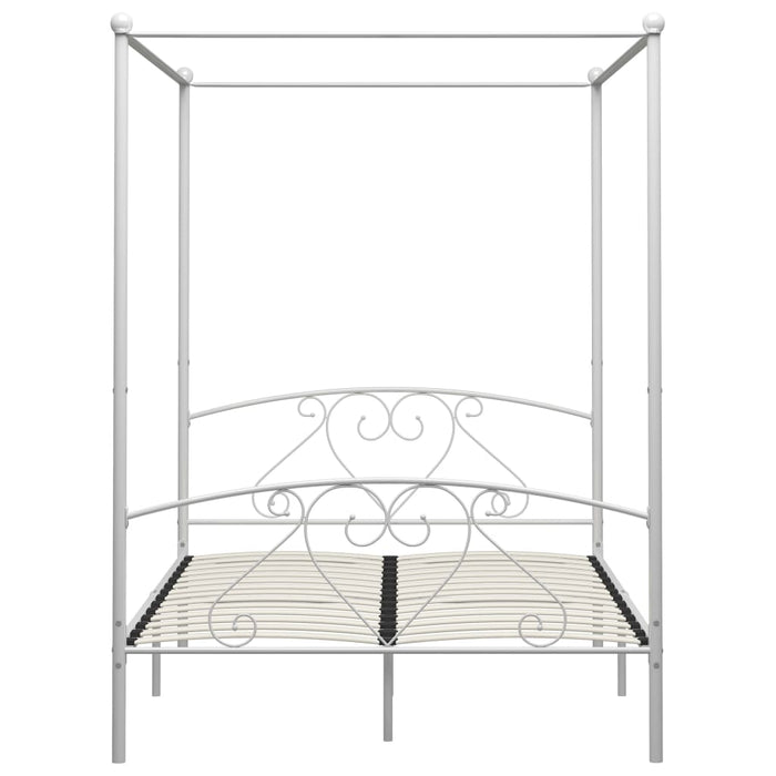 Letto a Baldacchino Bianco in Metallo 140x200 cm  cod mxl 49665