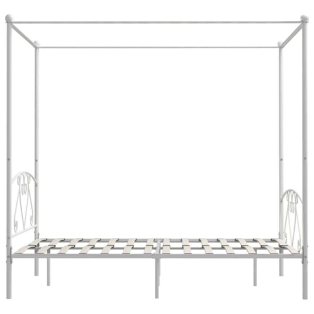 Letto a Baldacchino Bianco in Metallo 140x200 cm  cod mxl 49665