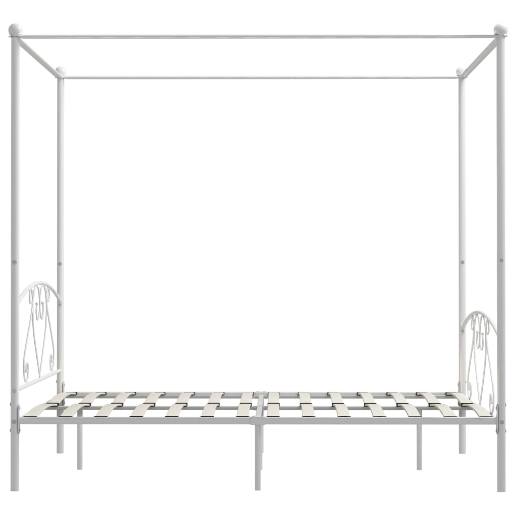 Letto a Baldacchino Bianco in Metallo 160x200 cm  cod mxl 64122