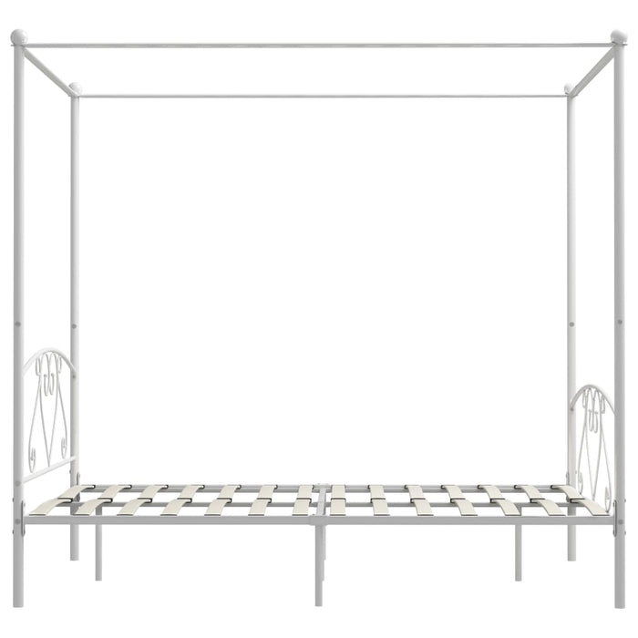 Letto a Baldacchino Bianco in Metallo 160x200 cm  cod mxl 64122