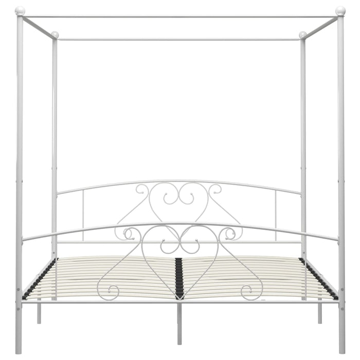 Letto a Baldacchino Bianco in Metallo 180x200 cm  cod mxl 64331