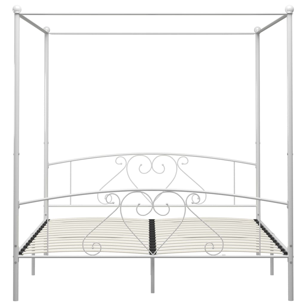 Letto a Baldacchino Bianco in Metallo 200x200 cm  cod mxl 65220