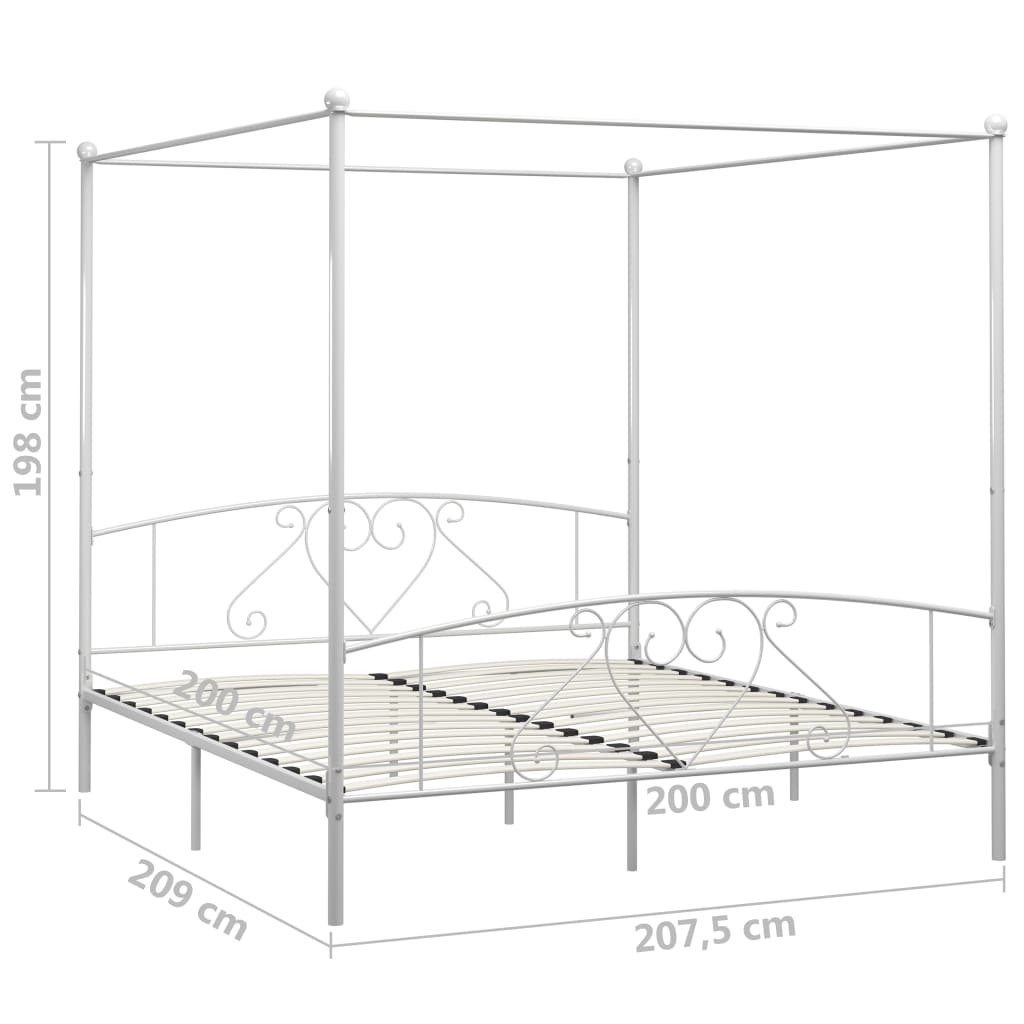 Letto a Baldacchino Bianco in Metallo 200x200 cm  cod mxl 65220