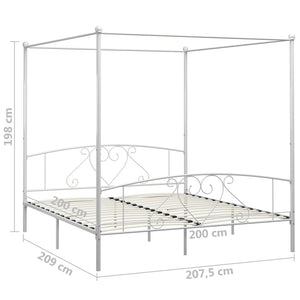 Letto a Baldacchino Bianco in Metallo 200x200 cm  cod mxl 65220