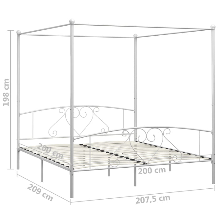 Letto a Baldacchino Bianco in Metallo 200x200 cm  cod mxl 65220