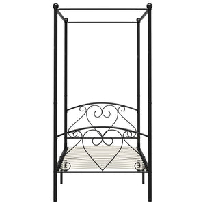 Letto a Baldacchino Nero in Metallo 100x200 cm  cod mxl 60974