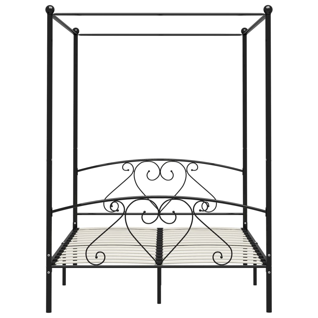 Letto a Baldacchino Nero in Metallo 140x200 cm  cod mxl 47169