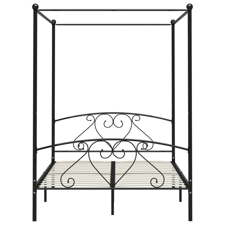 Letto a Baldacchino Nero in Metallo 140x200 cm  cod mxl 47169