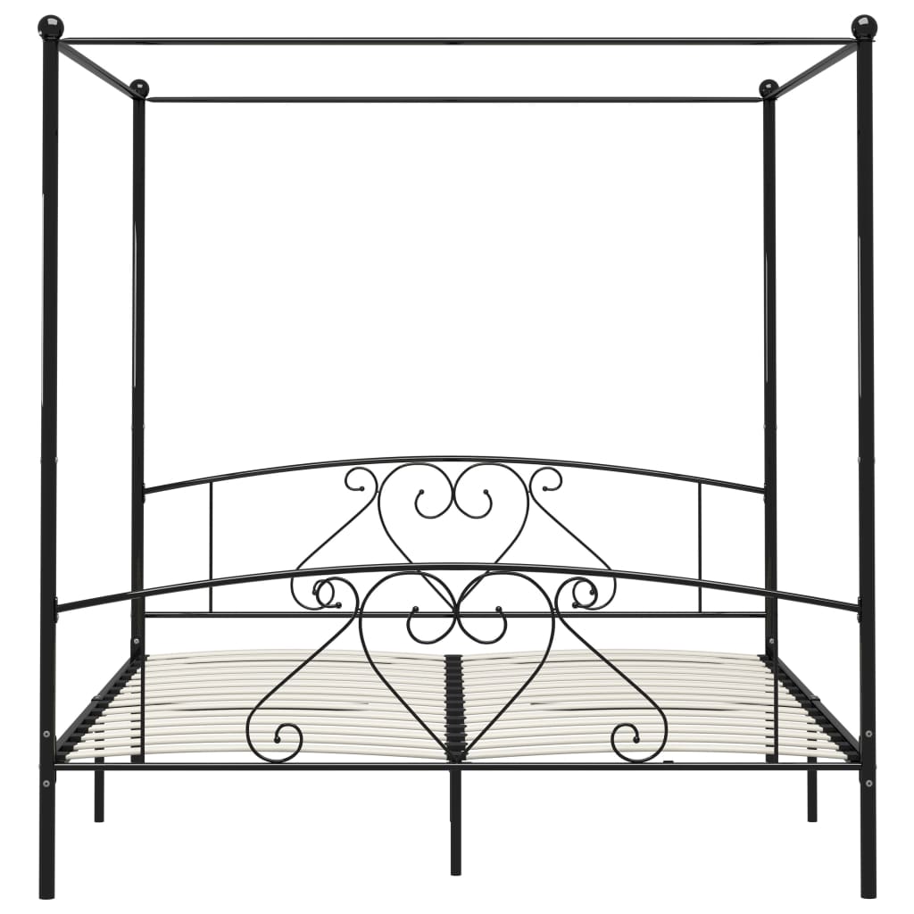 Letto a Baldacchino Nero in Metallo 180x200 cm  cod mxl 65070