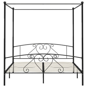 Letto a Baldacchino Nero in Metallo 180x200 cm  cod mxl 65070