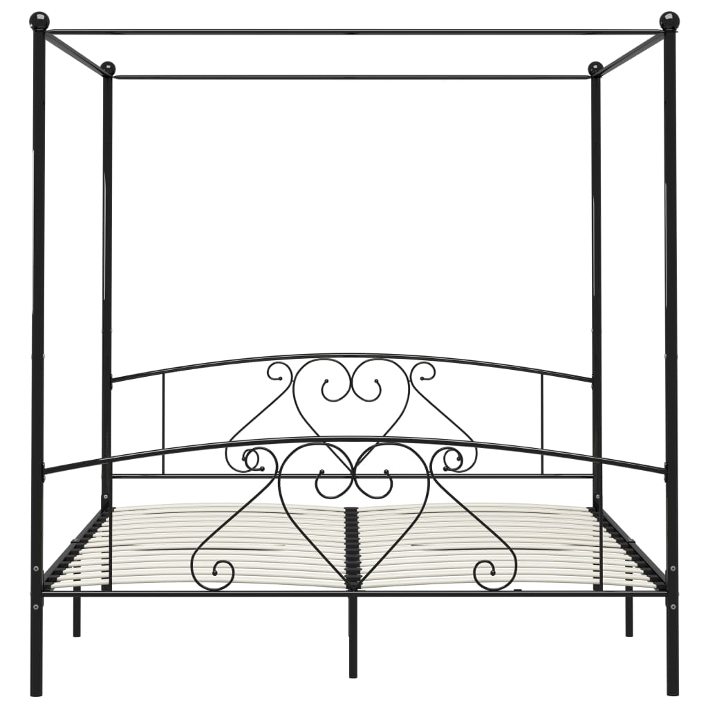 Letto a Baldacchino Nero in Metallo 200x200 cm  cod mxl 64734