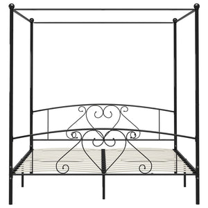 Letto a Baldacchino Nero in Metallo 200x200 cm  cod mxl 64734