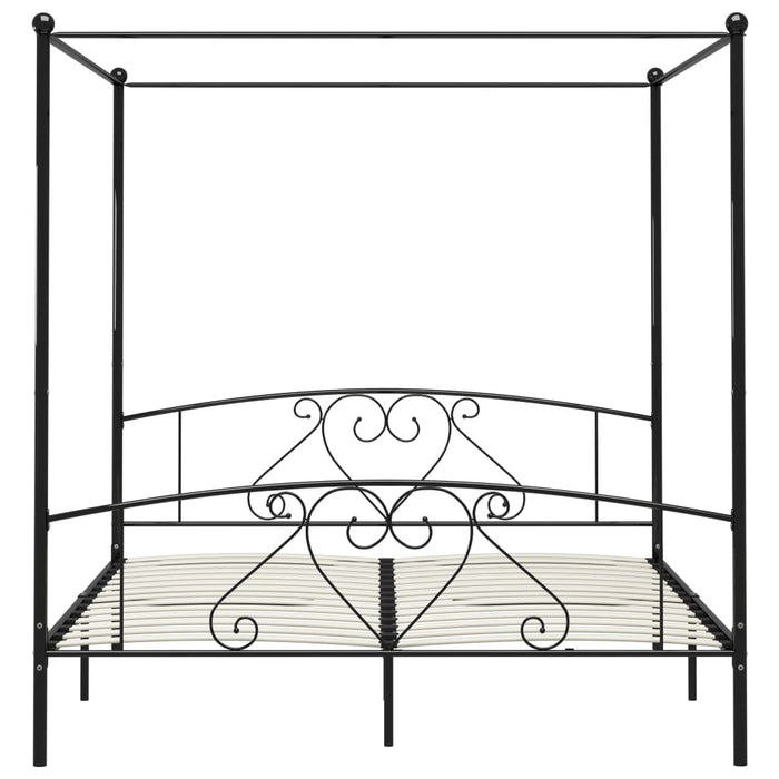 Letto a Baldacchino Nero in Metallo 200x200 cm  cod mxl 64734