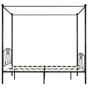 Letto a Baldacchino Nero in Metallo 200x200 cm 284439