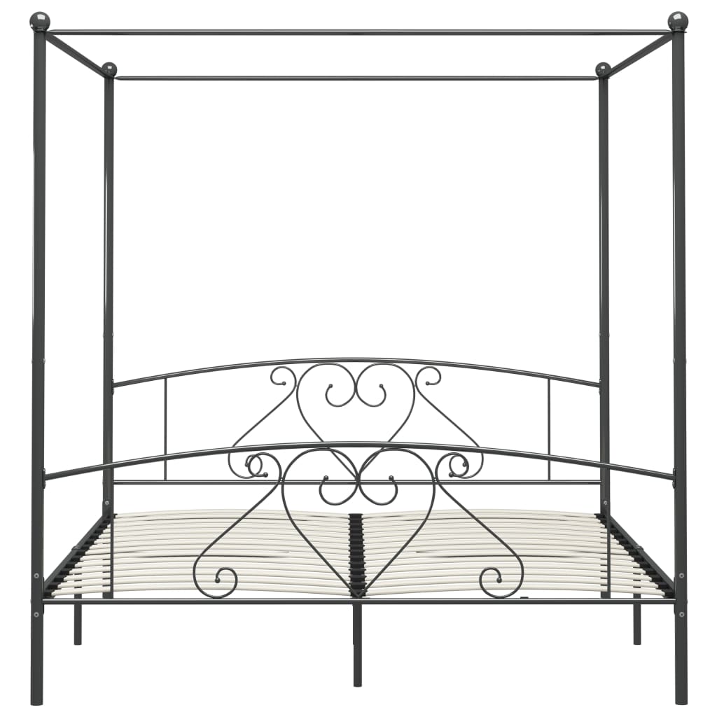 Letto a Baldacchino Grigio in Metallo 200x200 cm  cod mxl 56662